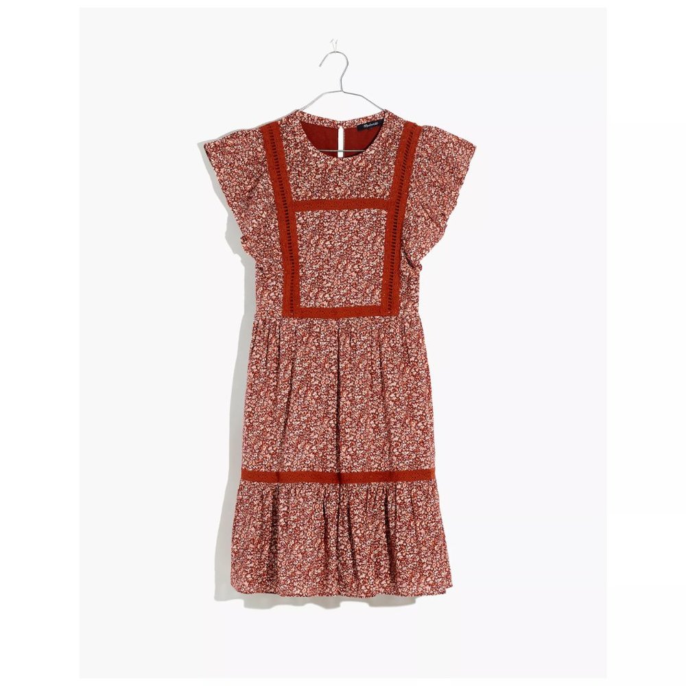 [NWT] Madewell Flutter-Sleeve Mini Dress in Cottage Garden